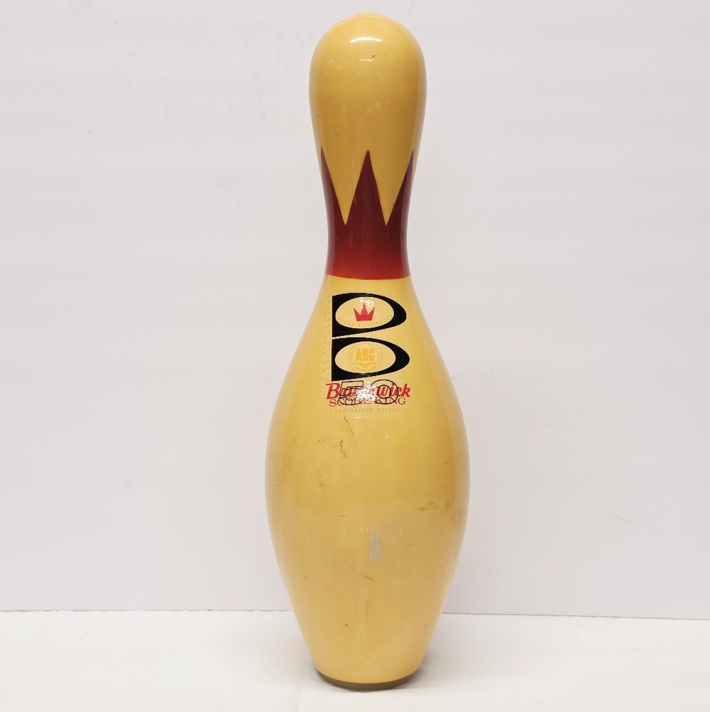 Vintage Brunswick 50 Score Red King Crown Bowling Pin 15" ABC Approved Yellow